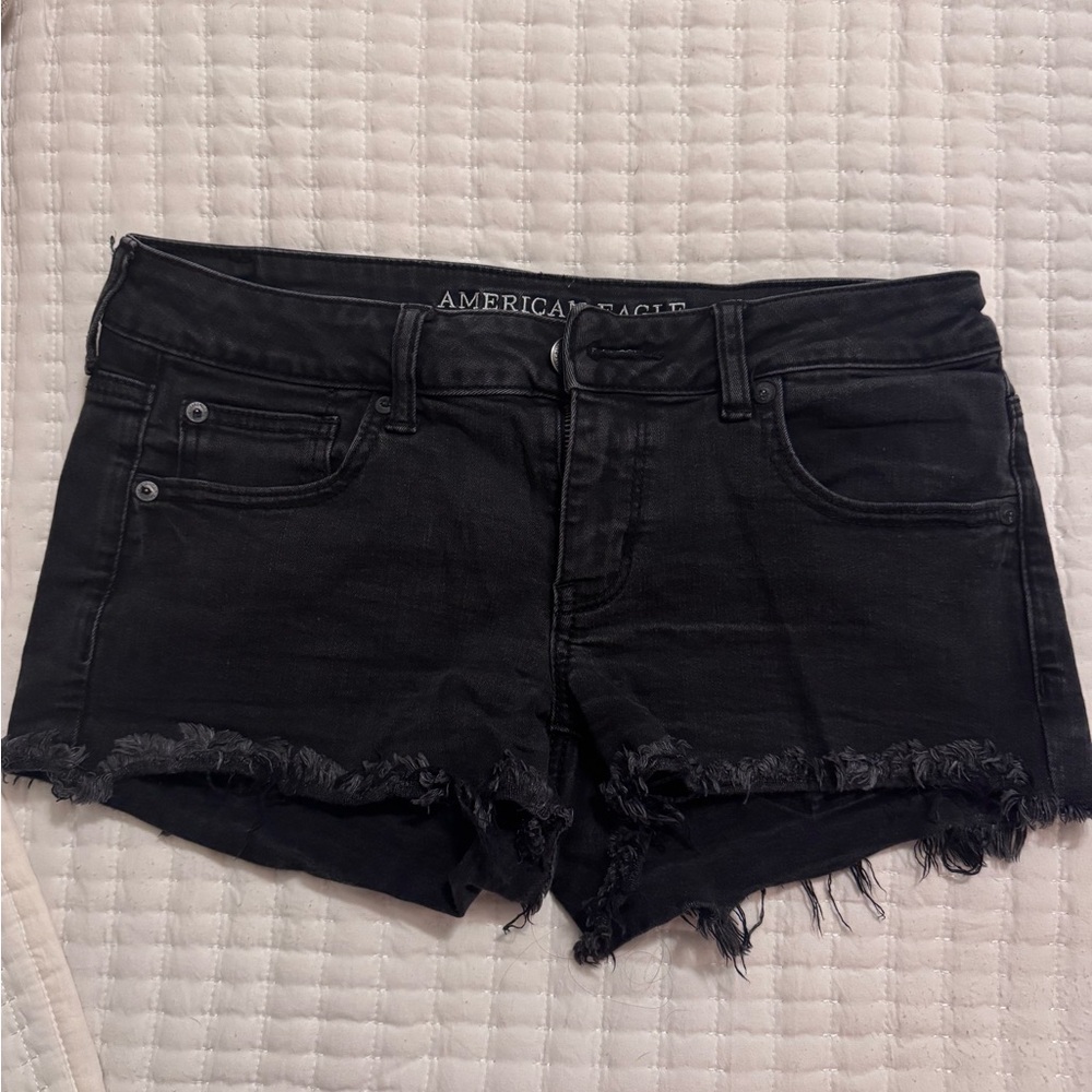 American Eagle Outfitters Distressed Black Jean Shorts